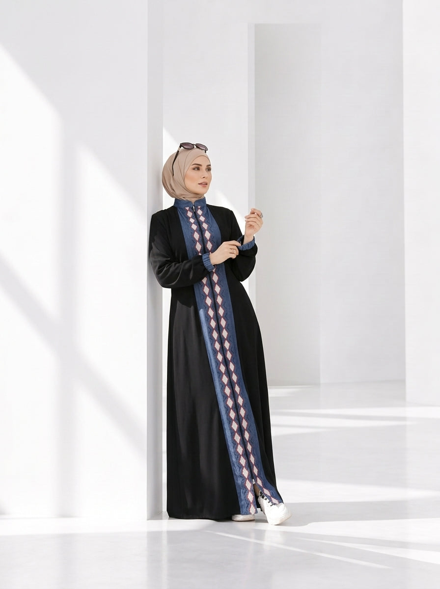 عباية صيفي كريب مع تطريز - كود 313