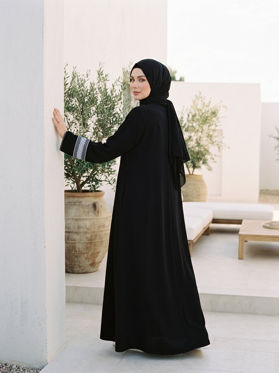 عباية صيفي كريب مع تطريز - كود 213