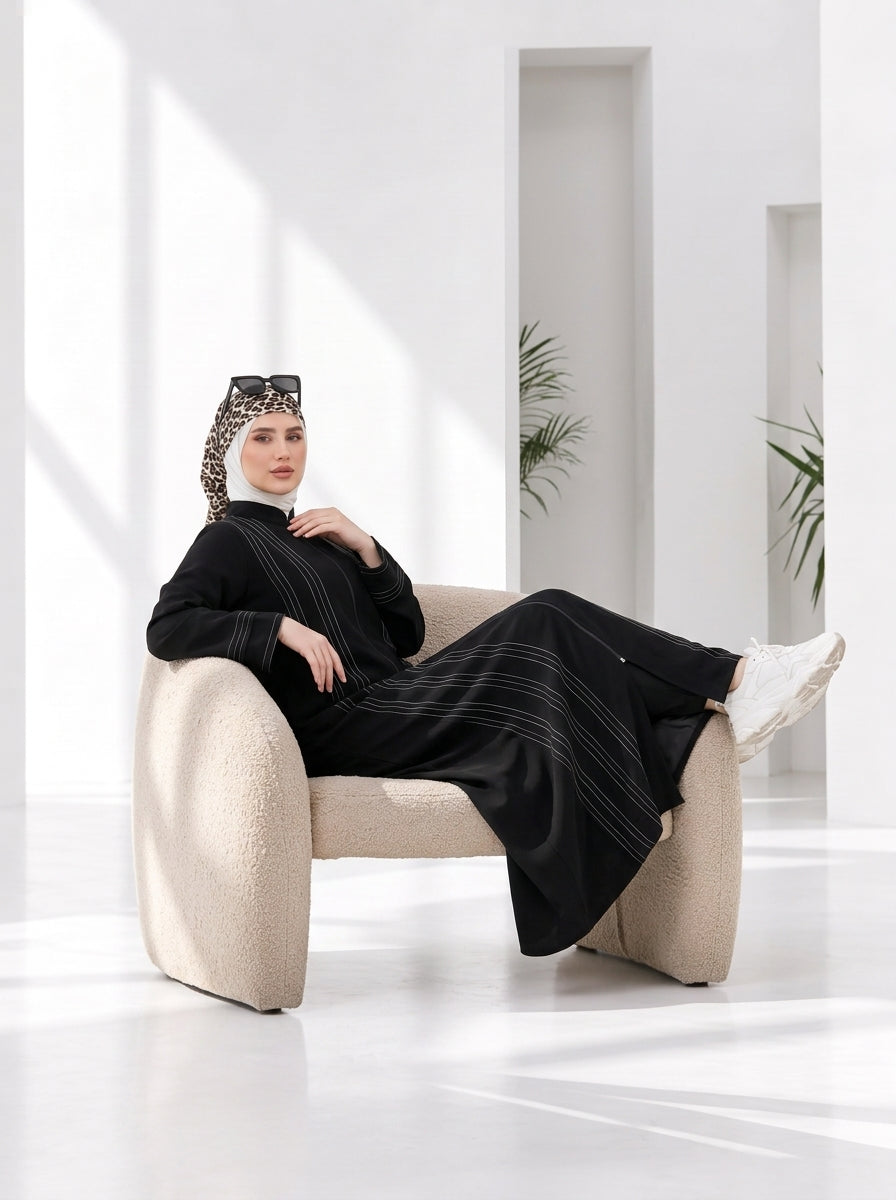 عباية صيفي كريب مع تطريز - كود 214